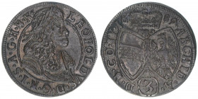 Leopold I. 1657-1705
Tirol. Groschen, 1689. Hall
1,56g
Herinek 1433
ss+