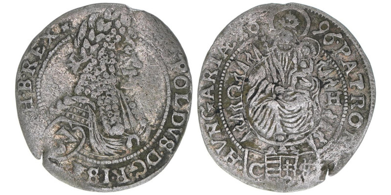 Leopold I. 1657-1705
Groschen, 1696 CH. Pressburg
1,30g
Herinek 1633
ss