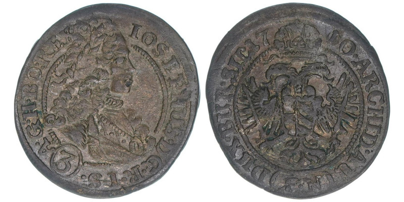Joseph I. 1705-1711
Groschen, 1710. Breslau
1,56g
Herinek 219
ss
