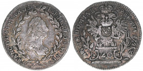 Franz I. Stephan 1745-1765
20 Kreuzer, 1761. Nagybanya
5,90g
ANK 5
ss-