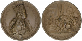 Joseph II. 1780-1792
Bronzemedaille, 1764/1914. von Krafft, Neuauflage Österreichisches Hauptmünzamt 1914
Wien
56,75g
vz+