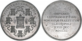 Leopold II. 1790-1792
Zinnmedaille, 1790. auf die Krönung - sehr selten
29,28g
vz