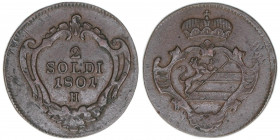 Franz II. (I.) 1792-1835
2 Soldi, 1801 H. Görz
5,49g
KM#46
vz