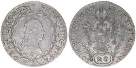 Franz II. (I.) 1792-1835
20 Kreuzer, 1804 C. Prag
6,53g
ANK 40
ss