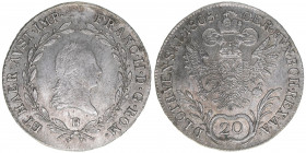 Franz II. (I.) 1792-1835
20 Kreuzer, 1805 B. Kremnitz
6,63g
ANK 41
ss