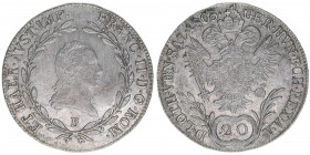 Franz II. (I.) 1792-1835
20 Kreuzer, 1805 B. Kremnitz
6,66g
ANK 41
ss