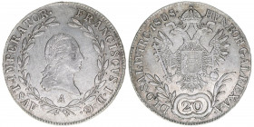 Franz II. (I.) 1792-1835
20 Kreuzer, 1808 A. Wien
6,59g
AKN 42
ss/vz