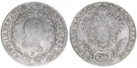 Franz II. (I.) 1792-1835
20 Kreuzer, 1809 B. Kremnitz
6,64g
AKN 42
ss