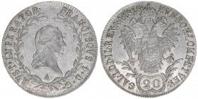 Franz II. (I.) 1792-1835
20 Kreuzer, 1818 A. Wien
6,61g
AKN 44
vz