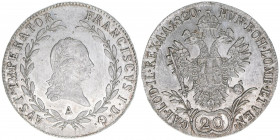 Franz II. (I.) 1792-1835
20 Kreuzer, 1820 A. Wien
6,64g
AKN 44
vz