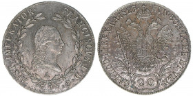 Franz II. (I.) 1792-1835
20 Kreuzer, 1823 A. Wien
6,70g
AKN 44
ss/vz