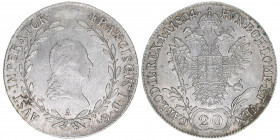 Franz II. (I.) 1792-1835
20 Kreuzer, 1824 A. Wien
6,65g
AKN 44
ss