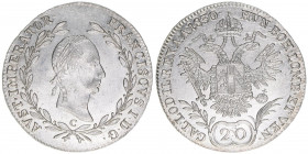Franz II. (I.) 1792-1835
20 Kreuzer, 1830 C. Prag
6,64g
AKN 46
vz/stfr