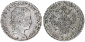 Ferdinand I. 1835-1848
20 Kreuzer, 1840 A. Wien
6,65g
ANK 8
ss-
