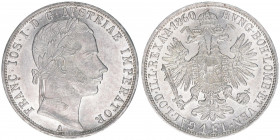 Franz Joseph I. 1848-1916
1 Gulden, 1860 A. Wien
12,33g
ANK 28
vz/stfr
