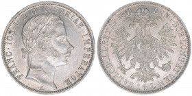 Franz Joseph I. 1848-1916
1 Gulden, 1861 A. Wien
12,37g
ANK 28
vz+