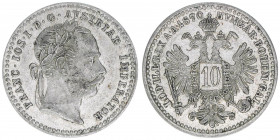 Franz Joseph I. 1848-1916
10 Kreuzer, 1870. Wien
1,62g
ANK 19
vz/stfr