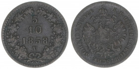 Franz Joseph I. 1848-1916
5/10 Kreuzer, 1858 V. Venedig
1,57g
ANK 3
ss