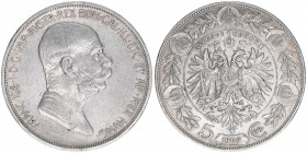 Franz Joseph I. 1848-1916
5 Kronen, 1909. ohne Medaillennamen unter dem Kopfbild
Wien
23,85g
ANK 73
ss