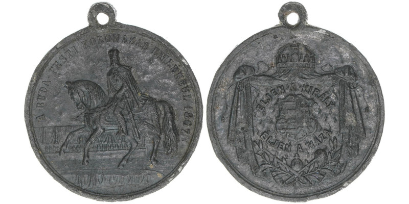 Franz Joseph I. 1848-1916
Bleimedaille, 1867. auf die Ungarische Krönung in Buda...