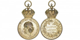 Franz Joseph I. 1848-1916
Militärverdienstmedaille, ohne Jahr. AE vergoldet
19,49g
ss+