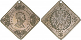 Franz Joseph I. 1848-1916
Medaillenklippe, 1888. Messing - auf das 40jährige Regierungsjubiläum
14,94g
Trageloch
vz-