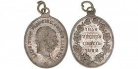 Franz Joseph I. 1848-1916
Ovale Medaille, 1898. aus Anlass des 50jährigen Regierungsjubiläums
7,13g
mit Trageöse
ss