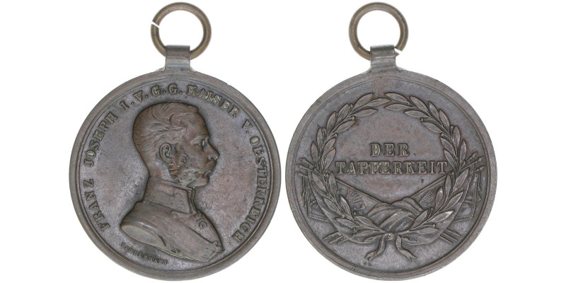 Franz Joseph I. 1848-1916
Tapferkeitsmedaille. von Tautenhayn
15,00g
mit Trageös...