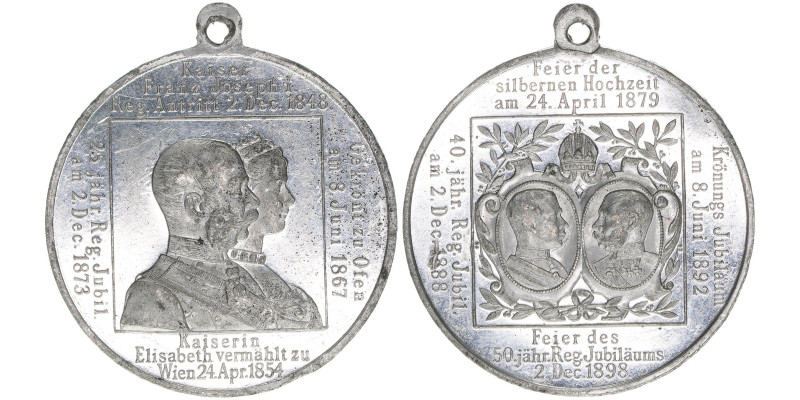 Franz Joseph I. 1848-1916
Zinnmedaille. auf alle wichtigen Jubiläen - 39mm - von...