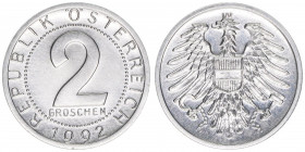 Verkehrsmünzen
2 Groschen, 1992. Auflage 25.000 nur im Set ausgegeben
Wien
0,90g
ANK 6
stfr
