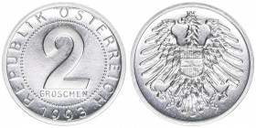 Verkehrsmünzen
2 Groschen, 1993. Auflage 28.000 nur im Set ausgegeben
Wien
0,90g
ANK 6
stfr