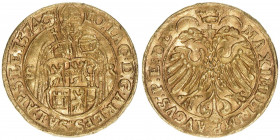 Johann Jakob Khuen von Belasi 1560-1586
Erzbistum Salzburg. Dukat, 1574. nach der Reichsmünzordnung unter Maximilian II. - äußerst selten
Salzburg
3,4...