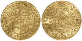 Wolf Dietrich von Raitenau 1587-1612
Erzbistum Salzburg. 2 Dukaten, 1591. nach der Reichsmünzordnung mit Titel von Rudolph II.
Salzburg
6,93g
Zöttl 89...