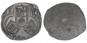 Wolf Dietrich von Raitenau 1587-1612
Erzbistum Salzburg. 2 Pfennige, 1604. Salzburg
0,51g
Zöttl 1040, Probszt 872
ss/vz