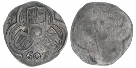 Wolf Dietrich von Raitenau 1587-1612
Erzbistum Salzburg. 2 Pfennige, (1)607. Salzburg
0,43g
Zöttl 1033, Probszt 875
ss/vz
