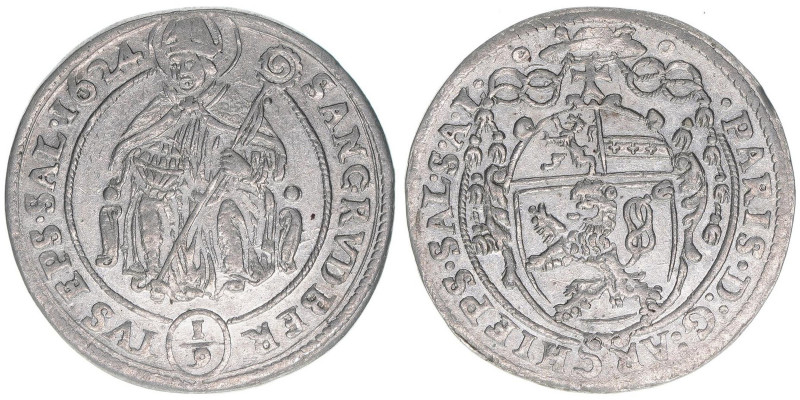 Paris Graf Lodron 1619-1653
Erzbistum Salzburg. 1/9 Taler, 1624. Salzburg
3,30g
...