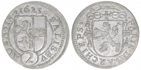 Paris Graf Lodron 1619-1653
Erzbistum Salzburg. 2 Kreuzer, 1623. Salzburg
1,19g
Zöttl 1619, Probszt 1316
vz-