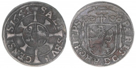 Paris Graf Lodron 1619-1653
Erzbistum Salzburg. Kreuzer, 1641. Salzburg
0,84g
Zöttl 1648, Probszt 1343
ss-
