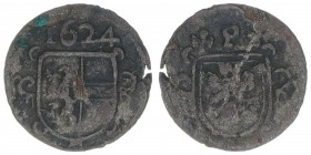 Paris Graf Lodron 1619-1653
Erzbistum Salzburg. Pfennig, 1624. Salzburg
0,23g
Zöttl 1691, Probszt 1381
ss-