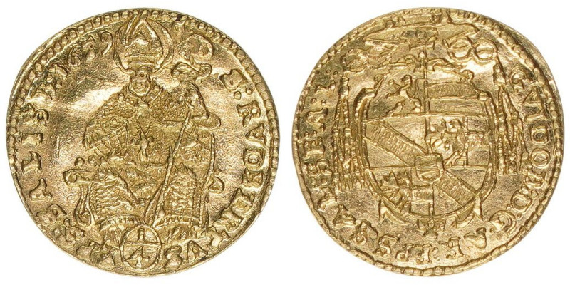 Guiodobald Graf Thun-Hohenstein 1654-1668
Erzbistum Salzburg. 1/4 Dukat, 1659. S...