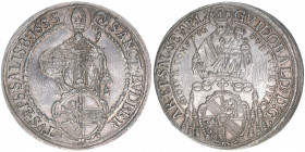Guiodobald Graf Thun-Hohenstein 1654-1668
Erzbistum Salzburg. Taler, 1655. Salzburg
28,62g
Zöttl 1793, Probszt 1472
vz+
