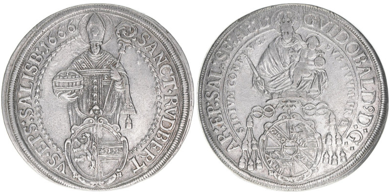 Guiodobald Graf Thun-Hohenstein 1654-1668
Erzbistum Salzburg. Taler, 1666. Salzb...