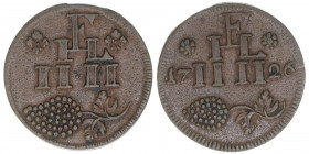 Franz Anton Fürst von Harrach 1709-1727
Erzbistum Salzburg. 4 Kreuzer Wahrzeichengeld, 1726. Weinmarke
2,86g
Zöttl 3581, Probszt 2696
vz