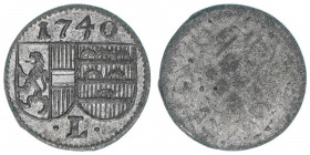 Leopold Anton Eleutherius Freiherr von Firmian 1727-1744
Erzbistum Salzburg. Pfennig, 1740. Salzburg
0,32g
Zöttl 2627, Probszt 2183
vz/stfr