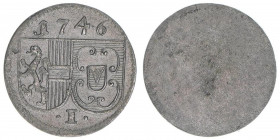 Jakob Ernst Graf Liechtenstein 1745-1747
Erzbistum Salzburg. Pfennig, 1746. Salzburg
0,33g
Zöttl 1824, Probszt 2200
vz-