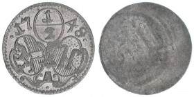 Andreas Jakob Graf Dietrichstein 1747-1753
Erzbistum Salzburg. 1/2 Kreuzer, 1748. Salzburg
0,51g
Zöttl 2867, Probszt 2225
vz-
