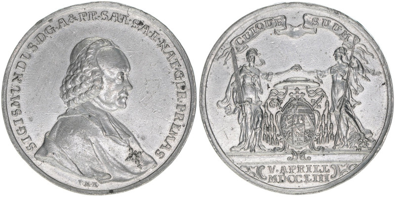 Sigismund III. Graf Schrattenbach 1753-1771
Erzbistum Salzburg. Schaumünze, 1753...
