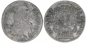 Sigismund III. Graf Schrattenbach 1753-1771
Erzbistum Salzburg. 20 Kreuzer, 1762. Salzburg
6,32g
Zöttl 3043, Probszt 2323
s/ss