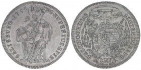 Sigismund III. Graf Schrattenbach 1753-1771
Erzbistum Salzburg. 17 Kreuzer, 1754. Salzburg
6,11g
Zöttl 3054, Probszt 2332
vz/stfr