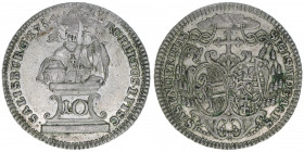 Sigismund III. Graf Schrattenbach 1753-1771
Erzbistum Salzburg. 10 Kreuzer, 1754. Typ Girlande
Salzburg
3,93g
Zöttl 3057, Probszt 2333
vz-